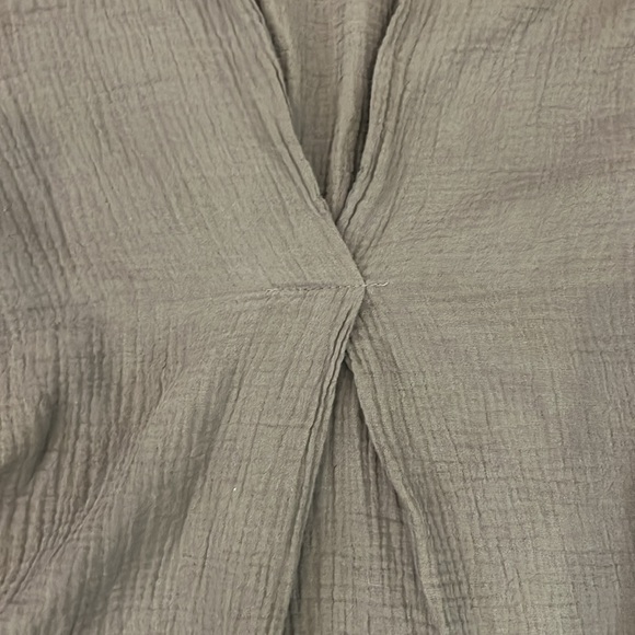 M made in Italy slate blue 100% linen large blouse v neck large - Picture 4 of 7